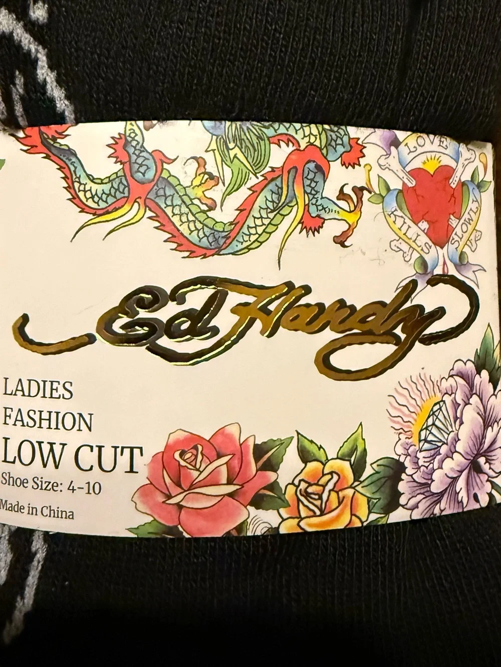 Ed Hardy Black Ladies Low Cut Sock 10 Pack